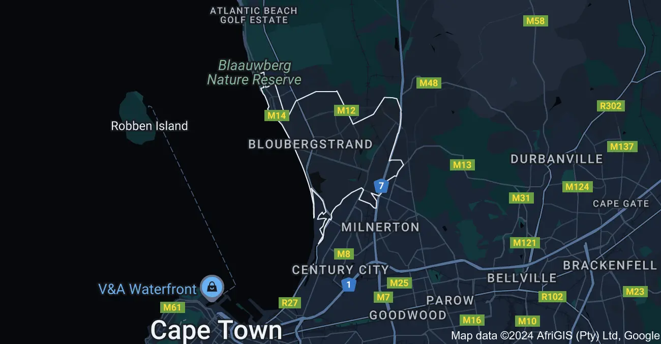 Map image of contract cleaning in Bloubergstrand