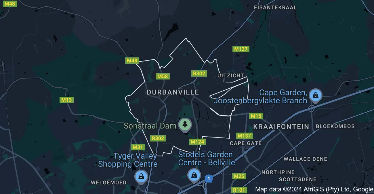 Map image of contract cleaning in Durbanville