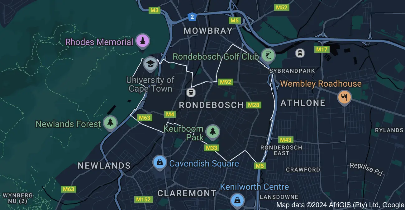 Map image of contract cleaning in Rondebosch