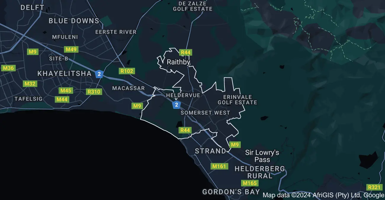 Map image of contract cleaning in Somerset West